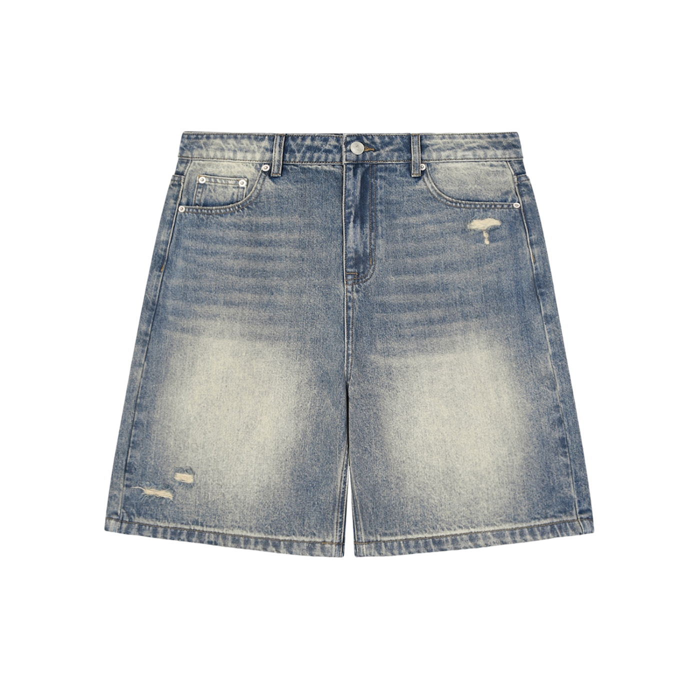 BVO® DENIM FADED DISTRESSED BAGGY SHORTS [BLUE]