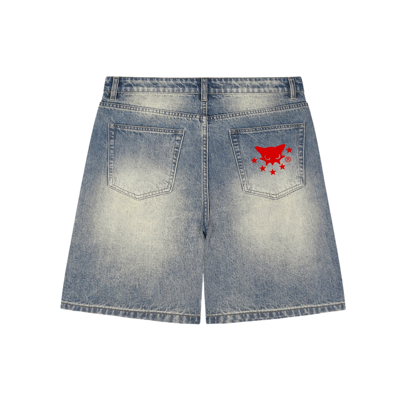 BVO® DENIM FADED DISTRESSED BAGGY SHORTS [BLUE]