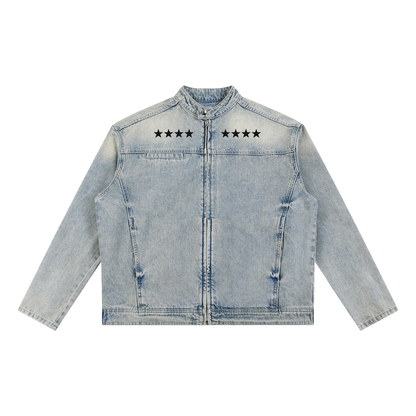 BVO® DENIM STARS VINTAGE WASH ZIP JACKET [BLUE]