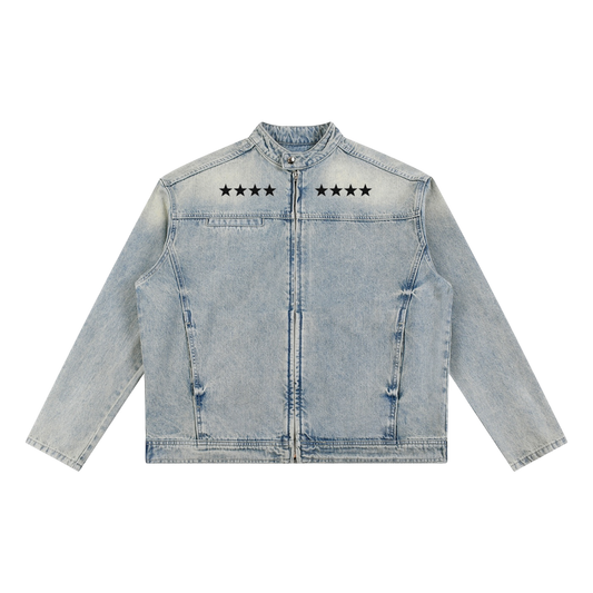 BVO® DENIM STARS VINTAGE WASH ZIP JACKET [BLUE]