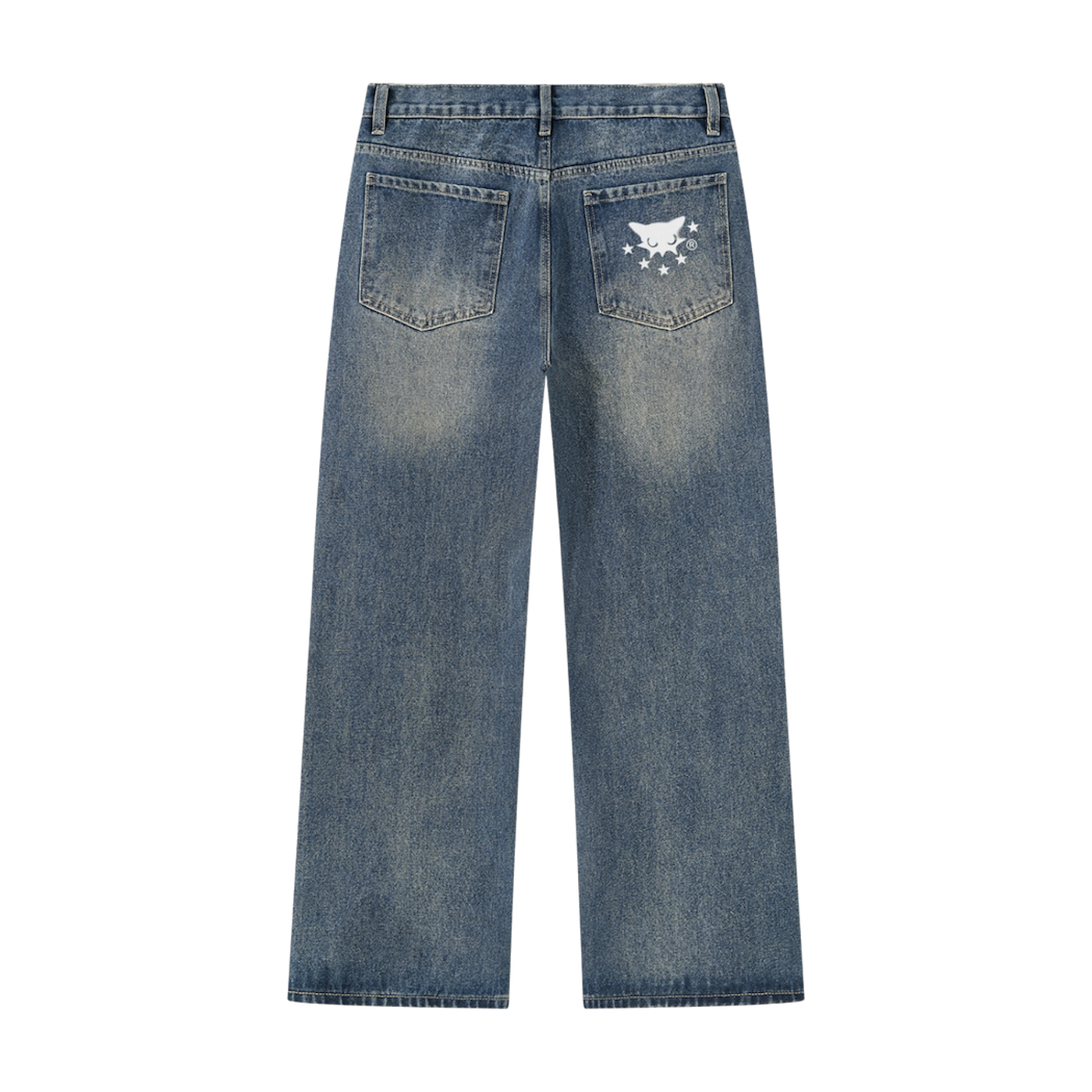 BVO® DENIM VINTAGE WASH STRAIGHT LEG JEANS [WASHED BLUE]
