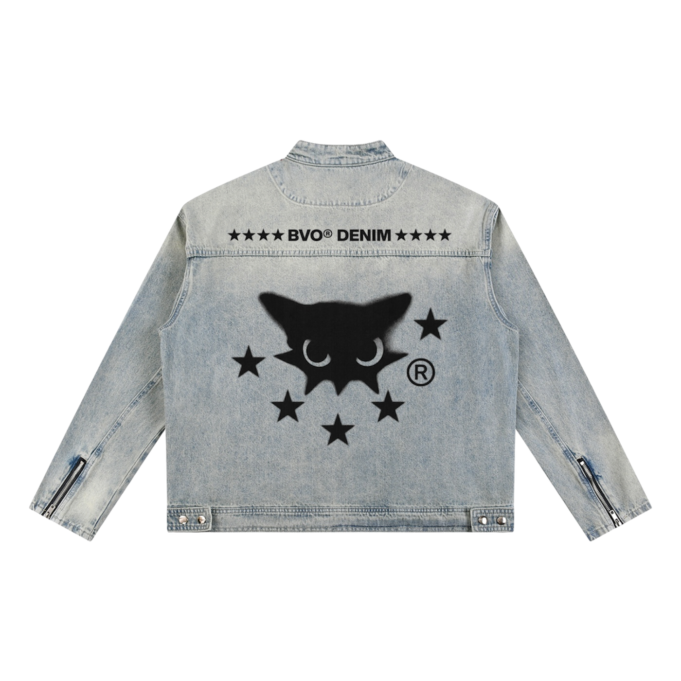 BVO® DENIM STARS VINTAGE WASH ZIP JACKET [BLUE]