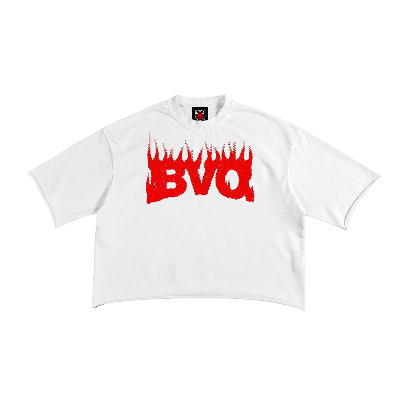 BVO® CRIMSON FLAME RAW EDGE TEE [WHITE]