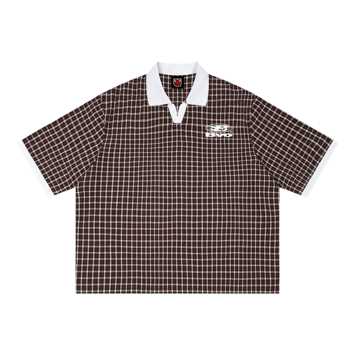STAPLE LOGO© PLAID POLO SHIRT [BROWN]