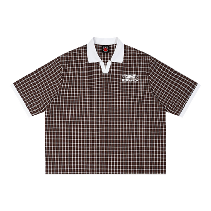 STAPLE LOGO© PLAID POLO SHIRT [BROWN]