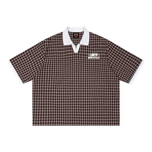 STAPLE LOGO© PLAID POLO SHIRT [BROWN]