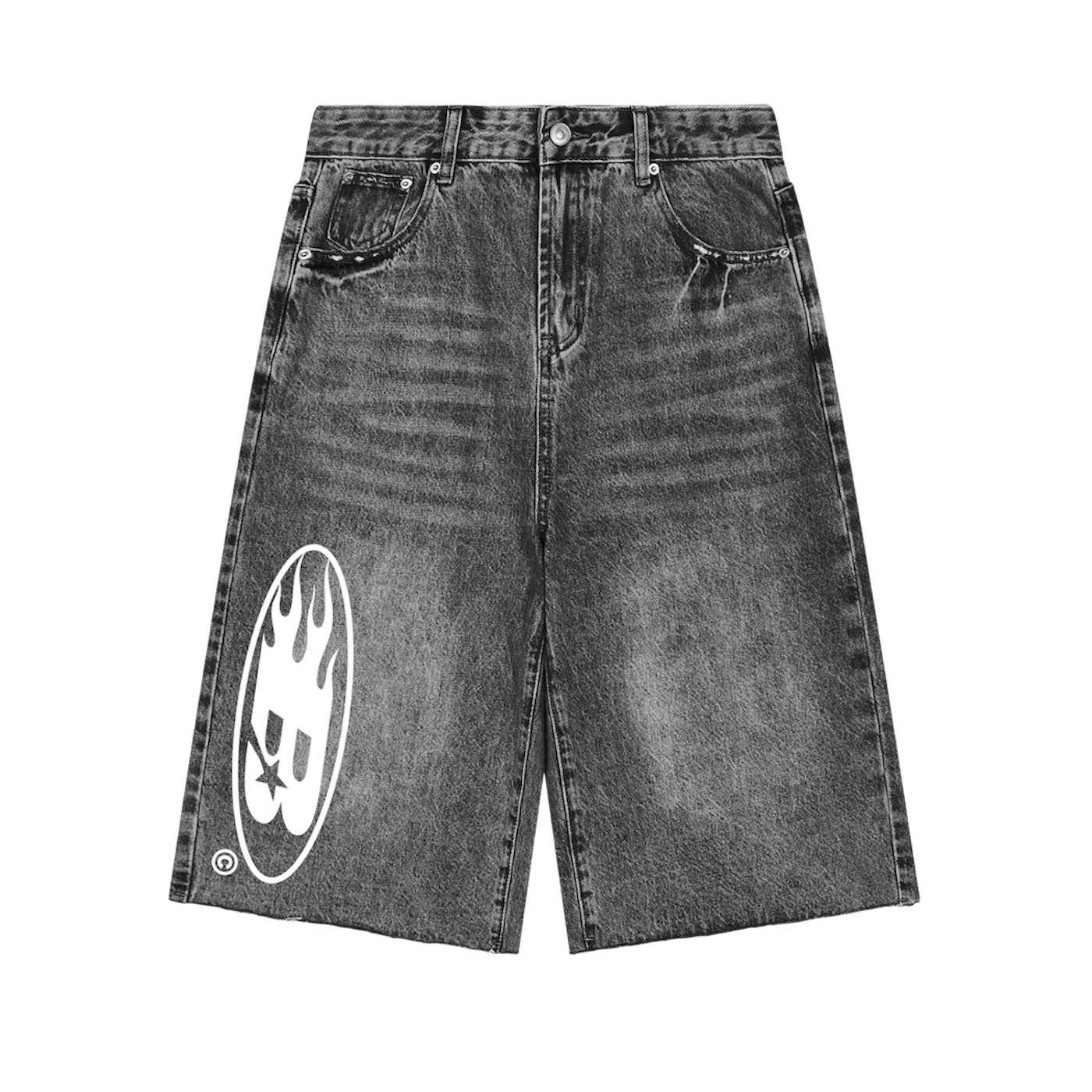 BVO® DENIM STAPLE LOGO© VINTAGE WIDE LEG SHORTS [BLACK]