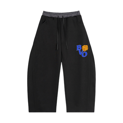 FRAT LOGO PLAID WAISTBAND BARREL SWEATPANTS [BLACK]