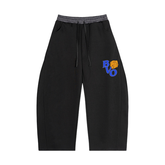 FRAT LOGO PLAID WAISTBAND BARREL SWEATPANTS [BLACK]