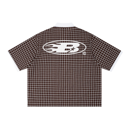 STAPLE LOGO© PLAID POLO SHIRT [BROWN]