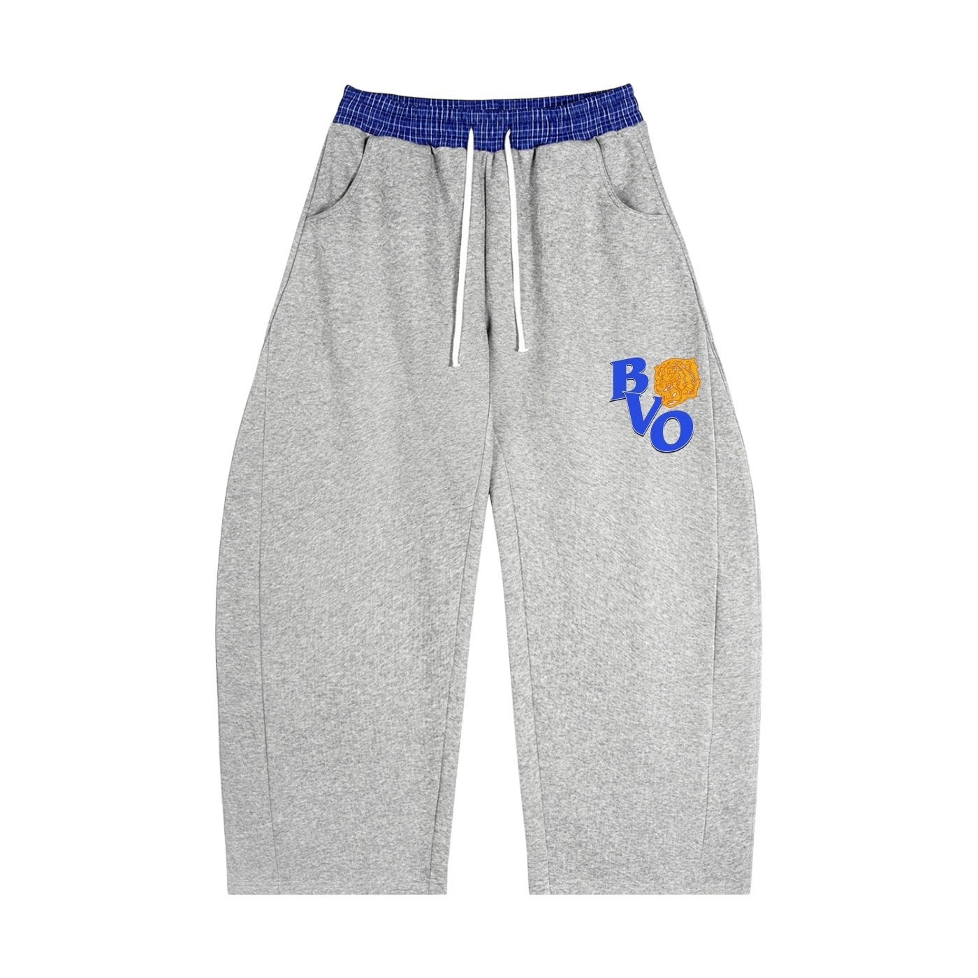 FRAT LOGO PLAID WAISTBAND BARREL SWEATPANTS [GREY]