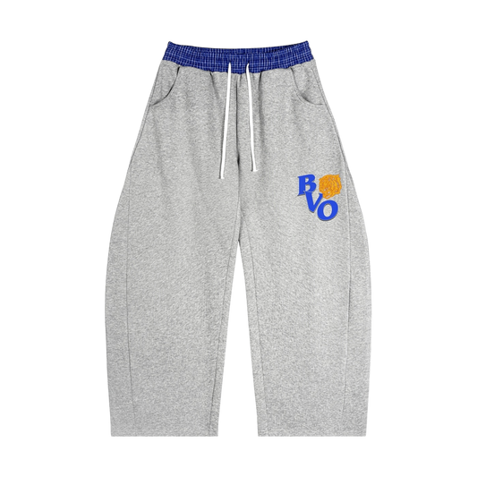 FRAT LOGO PLAID WAISTBAND BARREL SWEATPANTS [GREY]