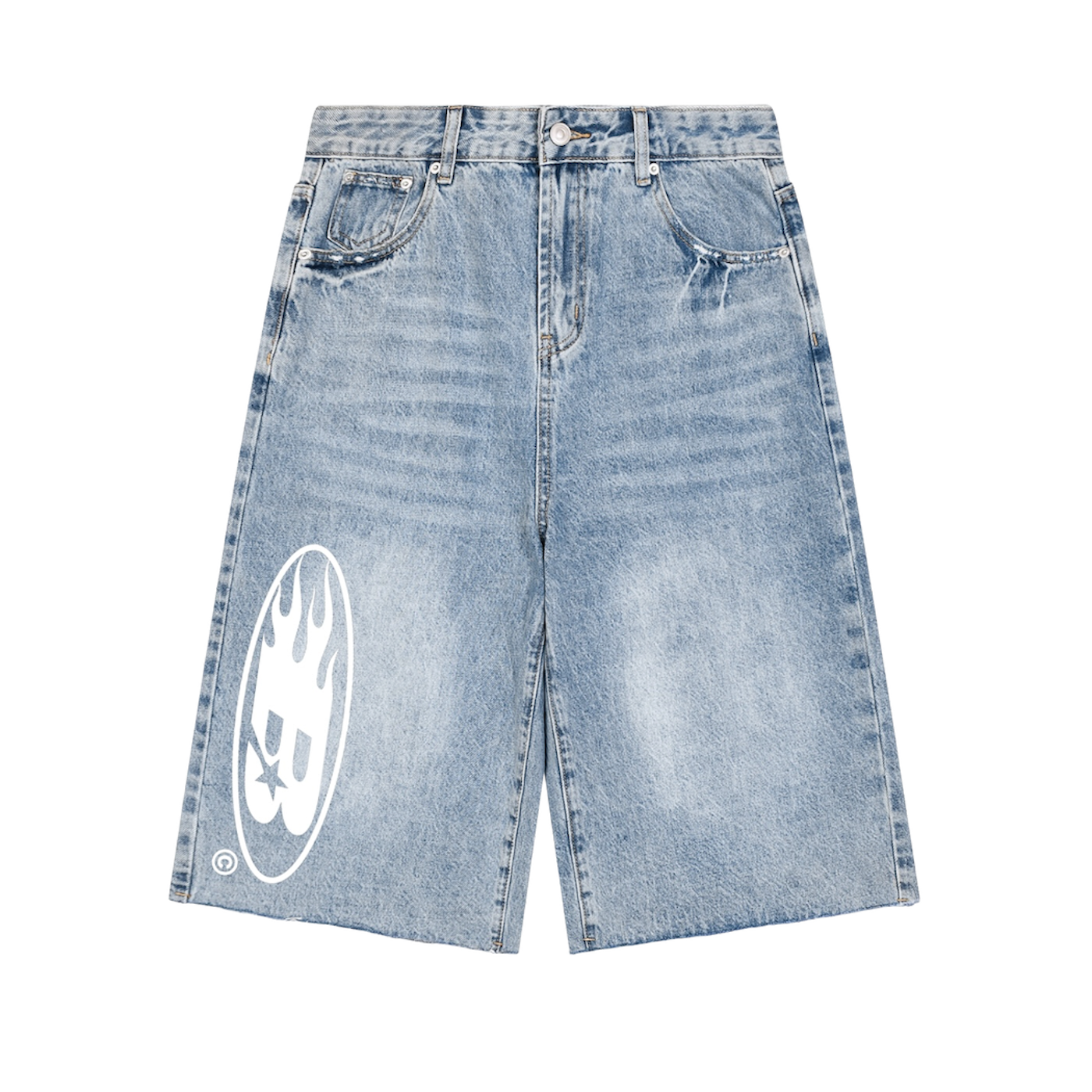 BVO® DENIM STAPLE LOGO© VINTAGE WIDE LEG SHORTS [BLUE]