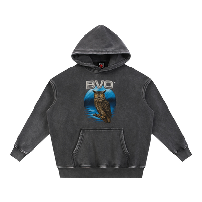 OWL VINTAGE WASH HOODIE [BLACK]
