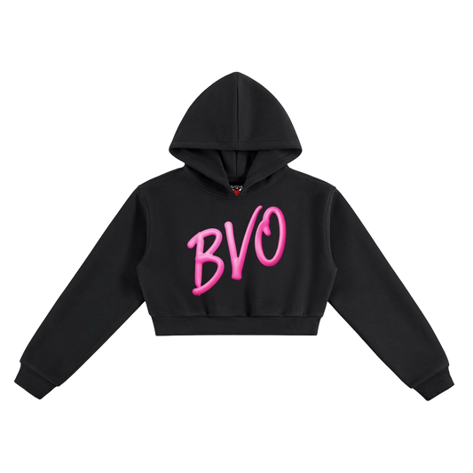 WMNS ICING LOGO CROP HOODIE [BLACK]