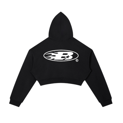 WMNS STAPLE LOGO© CROPPED ZIP HOODIE [BLACK]