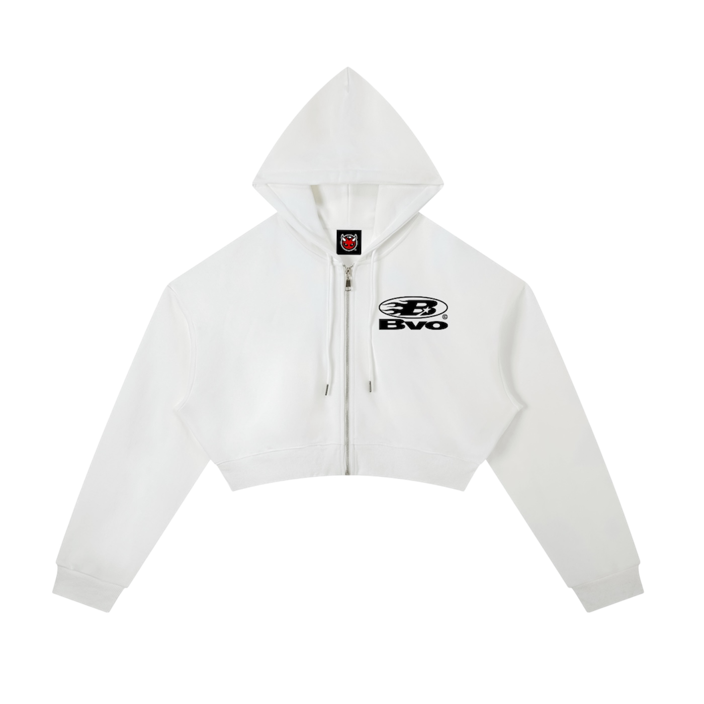 WMNS STAPLE LOGO© CROPPED ZIP HOODIE [WHITE]