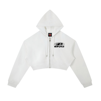 WMNS STAPLE LOGO© CROPPED ZIP HOODIE [WHITE]
