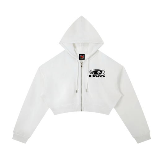 WMNS STAPLE LOGO© CROPPED ZIP HOODIE [WHITE]