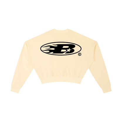 WMNS STAPLE LOGO© CROPPED SWEATSHIRT [BEIGE]