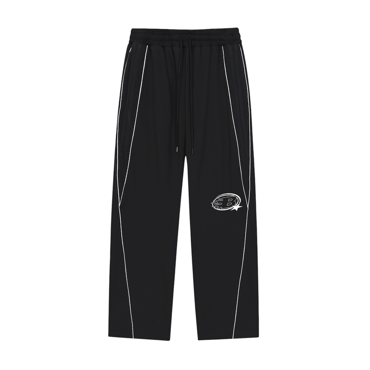 ALT STAPLE LOGO® REFLECTION STRIPED STRAIGHT-LEG SWEATPANTS [BLACK]
