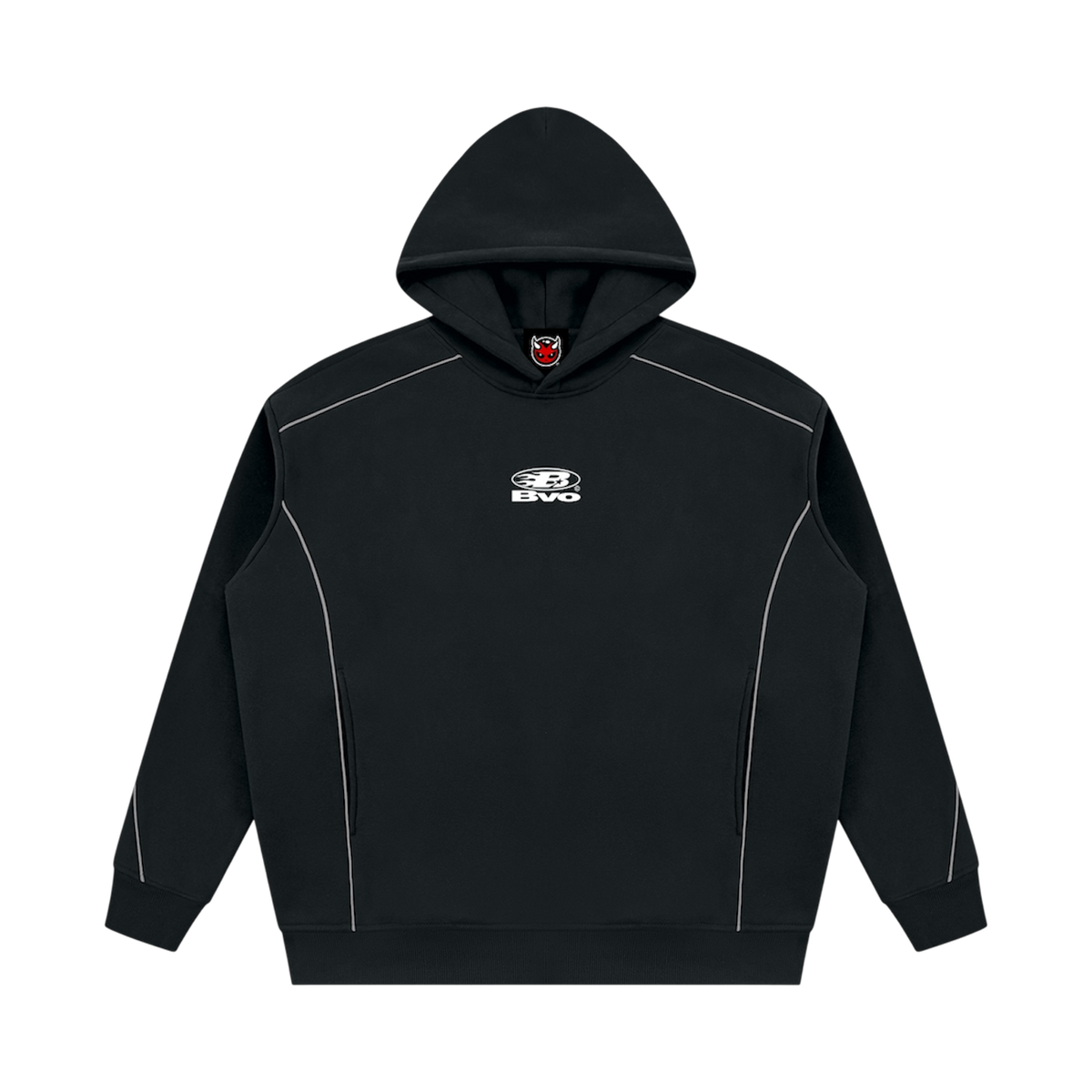 STAPLE LOGO© PIPING FLEECE HOODIE [BLACK]