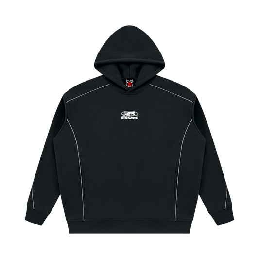 STAPLE LOGO© PIPING FLEECE HOODIE [BLACK]