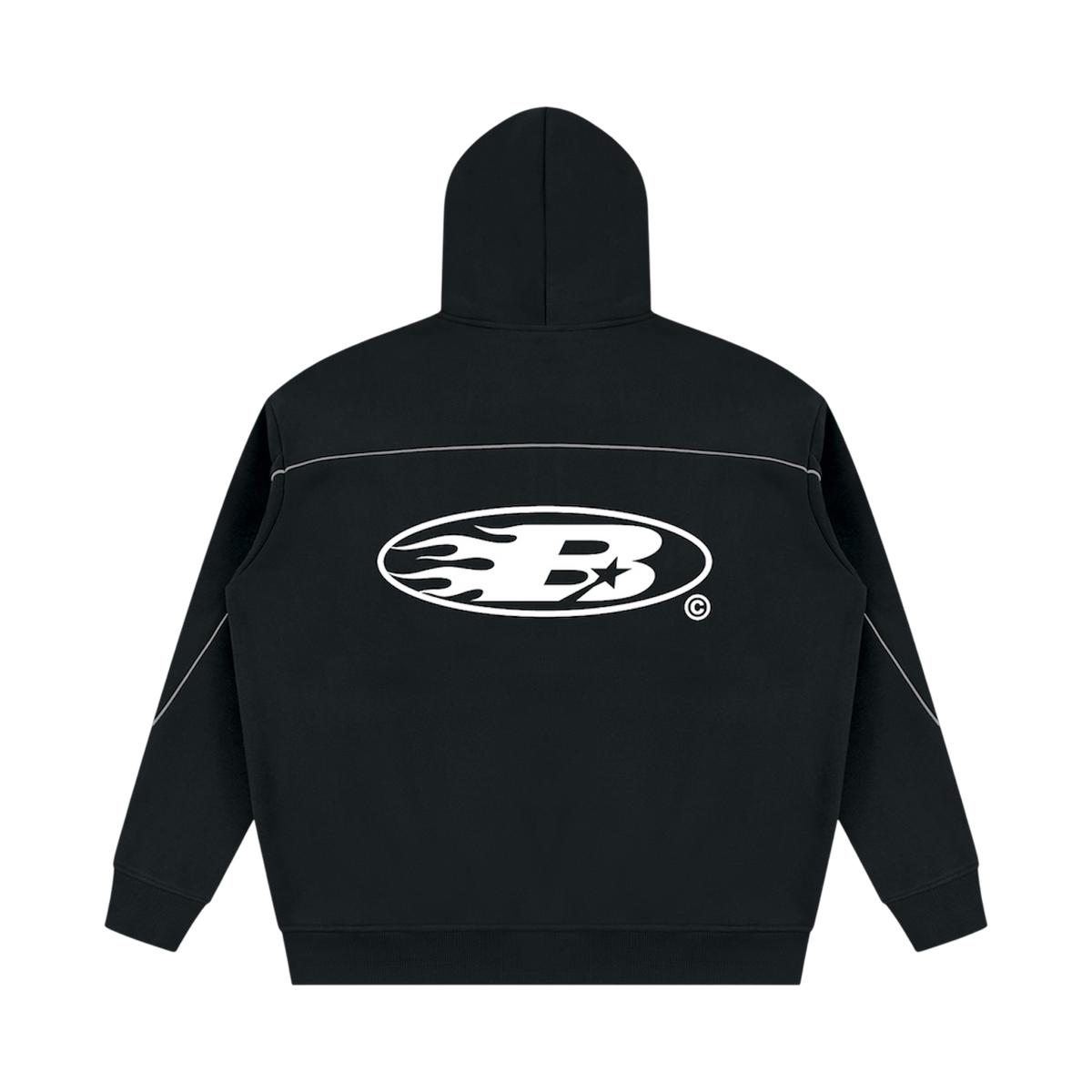 STAPLE LOGO© PIPING FLEECE HOODIE [BLACK]