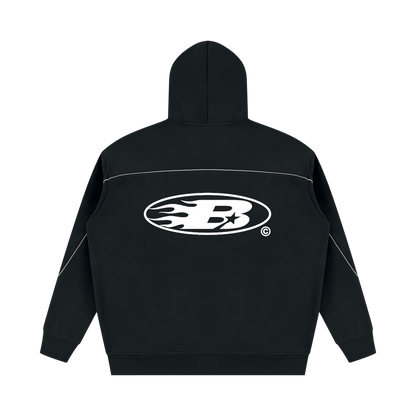 STAPLE LOGO© PIPING FLEECE HOODIE [BLACK]