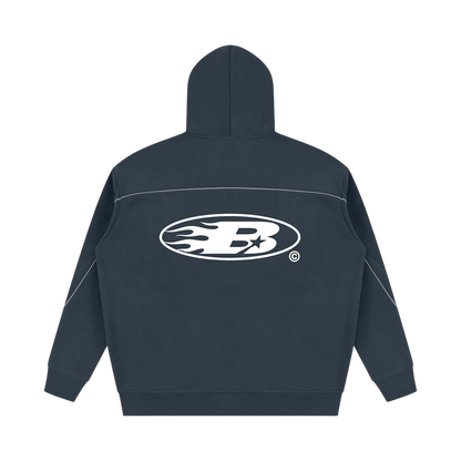 STAPLE LOGO© PIPING FLEECE HOODIE [NAVY BLUE]