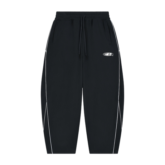 STAPLE LOGO© PIPING FLEECE BARREL LEG SWEATPANTS [BLACK]
