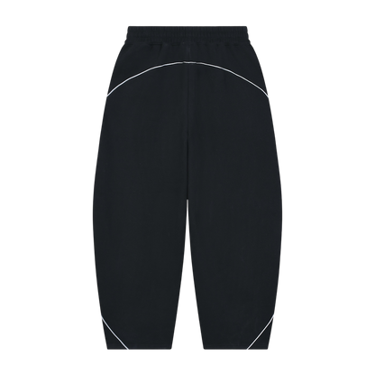STAPLE LOGO© PIPING FLEECE BARREL LEG SWEATPANTS [BLACK]
