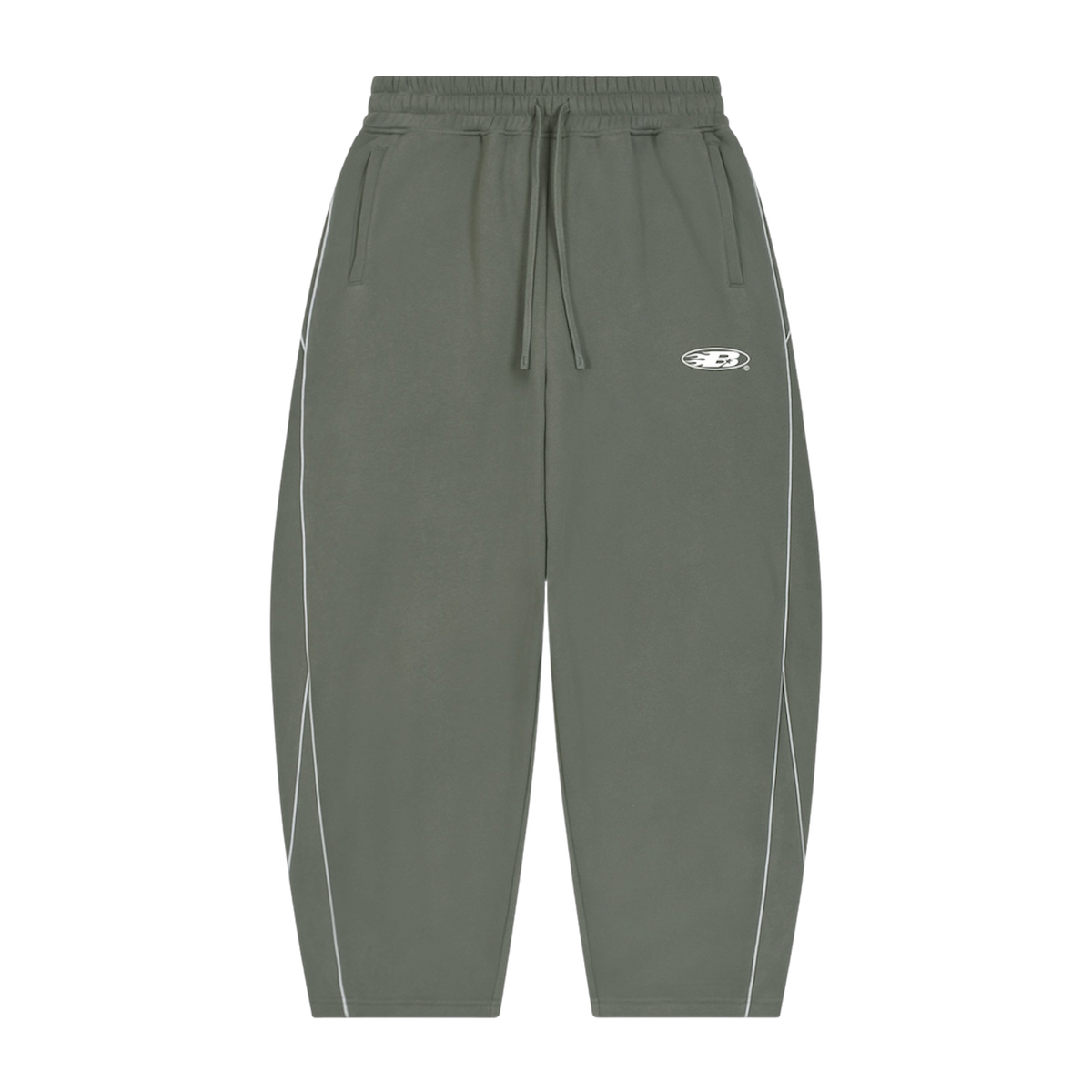 STAPLE LOGO© PIPING FLEECE BARREL LEG SWEATPANTS [KHAKI]