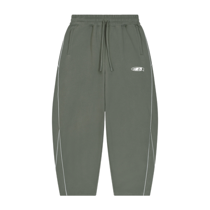 STAPLE LOGO© PIPING FLEECE BARREL LEG SWEATPANTS [KHAKI]