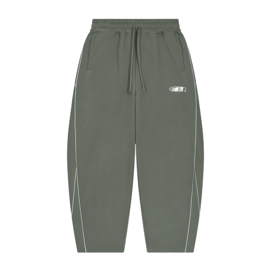 STAPLE LOGO© PIPING FLEECE BARREL LEG SWEATPANTS [KHAKI]
