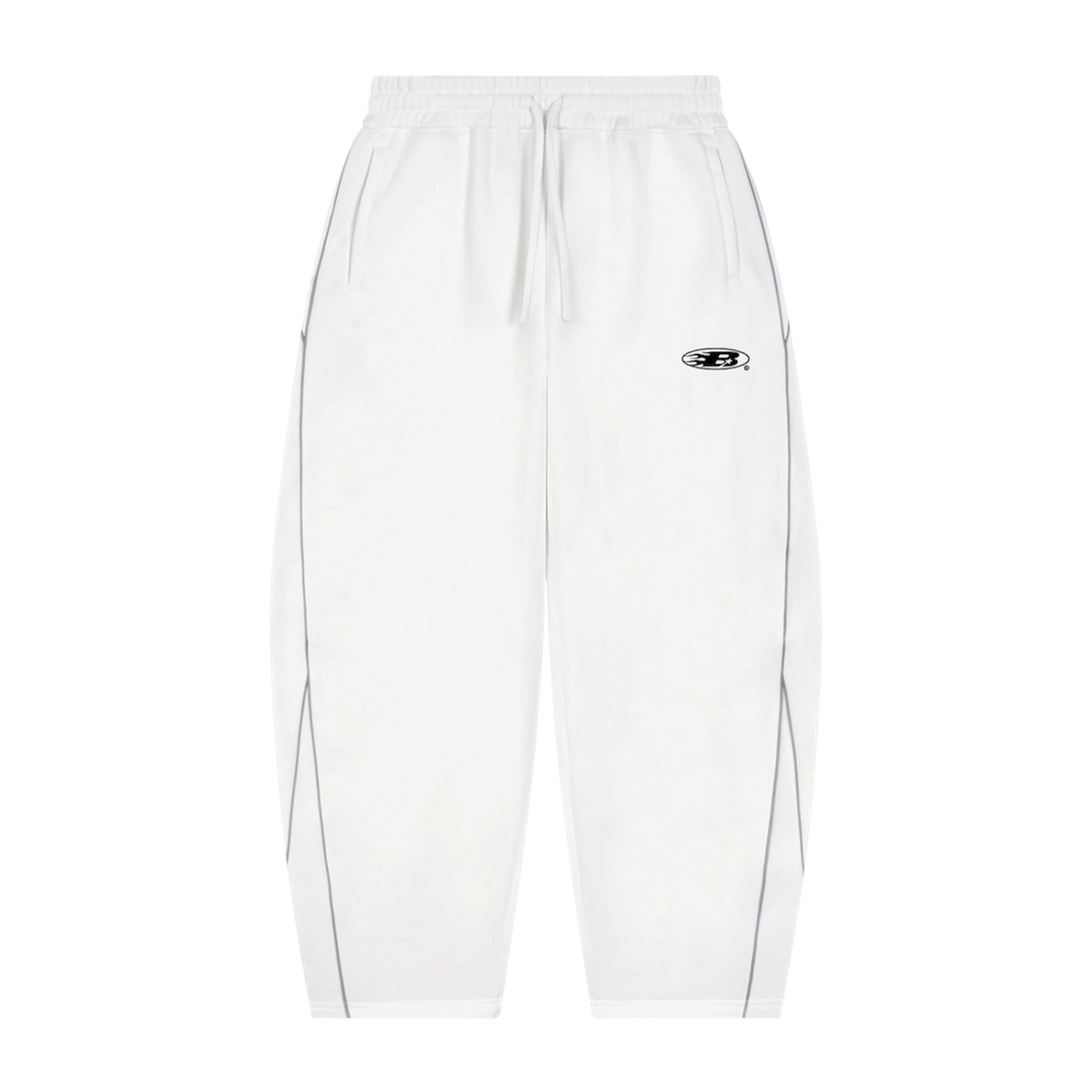 STAPLE LOGO© PIPING FLEECE BARREL LEG SWEATPANTS [WHITE]