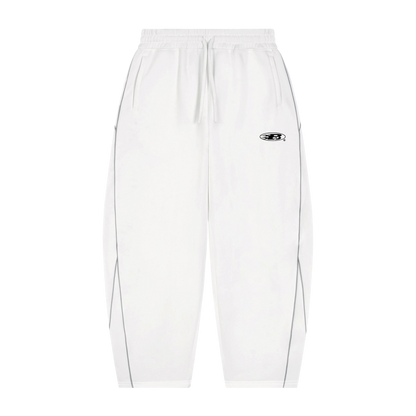 STAPLE LOGO© PIPING FLEECE BARREL LEG SWEATPANTS [WHITE]