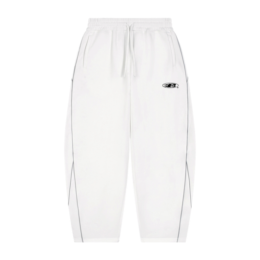 STAPLE LOGO© PIPING FLEECE BARREL LEG SWEATPANTS [WHITE]