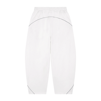 STAPLE LOGO© PIPING FLEECE BARREL LEG SWEATPANTS [WHITE]