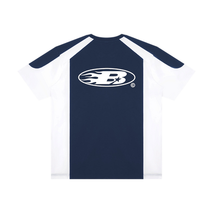 STAPE LOGO© COLOUR-BLOCK TEE [NAVY BLUE/WHITE]