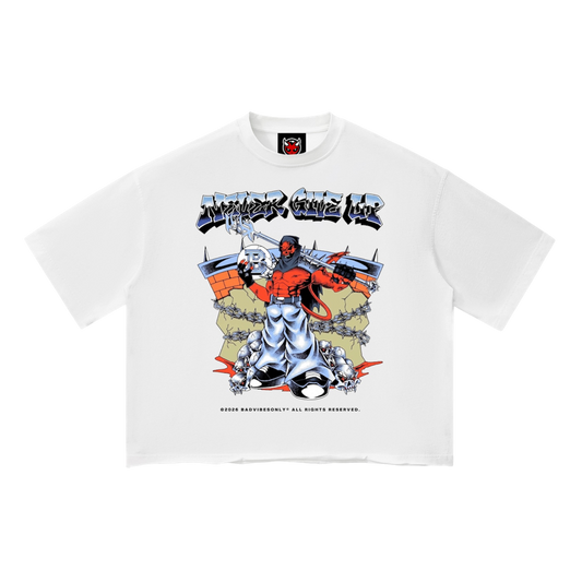 NEVER GIVE UP VINTAGE WASH TEE [WHITE]